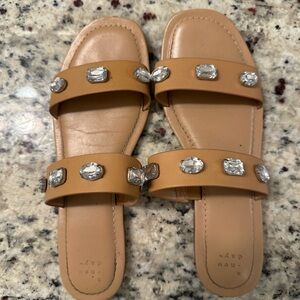 a new day Tan Sandals with Crystal Embellishments